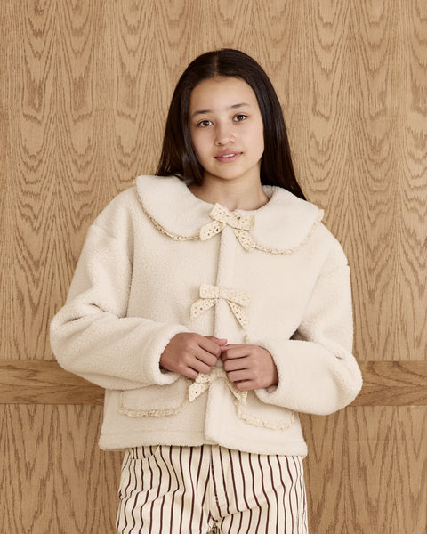 teen shearling collared coat
