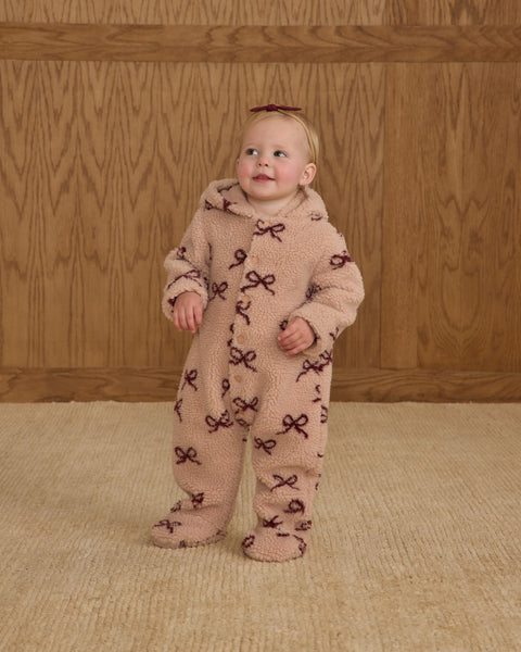 fleece jumpsuit bows