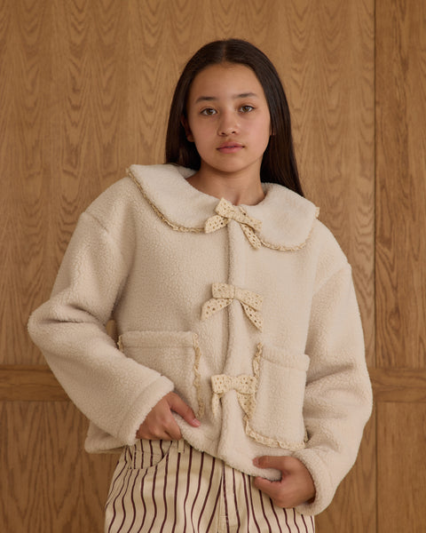 teen shearling collared coat