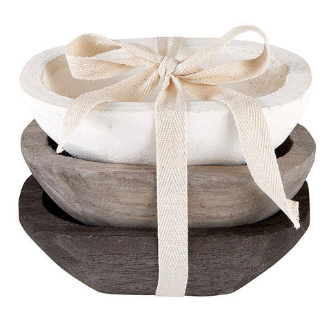 Paulownia Wood Snack Bowls - Set of 3