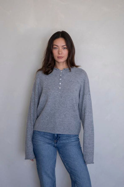 henley pull over sweater
