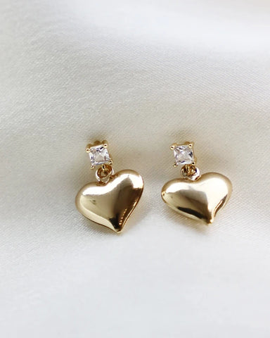 puff heart with cz stud