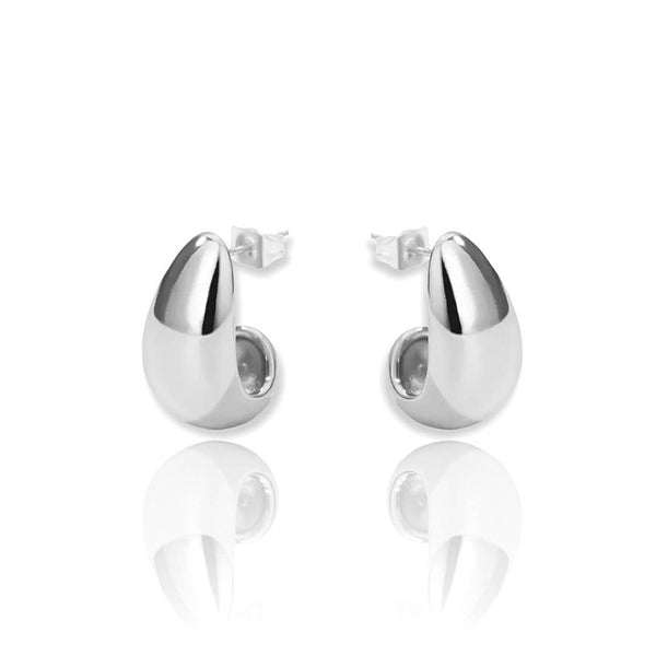 Chunky Dome Stud Earrings - silver