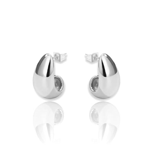 Chunky Dome Stud Earrings - silver