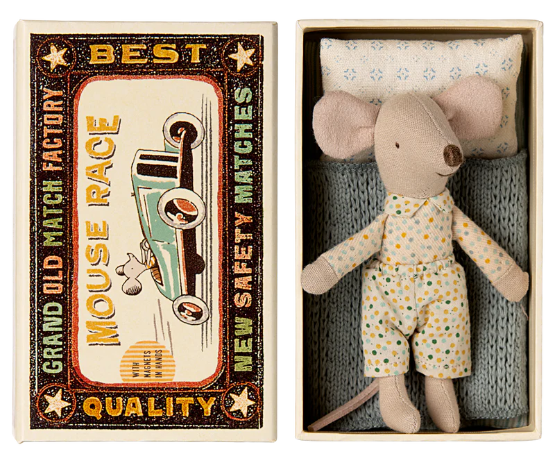 maileg little brother mouse in matchbox bed