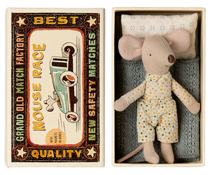 maileg little brother mouse in matchbox bed