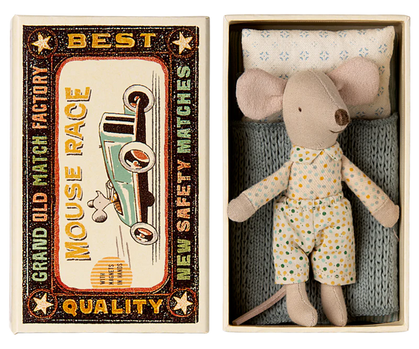 maileg little brother mouse in matchbox bed