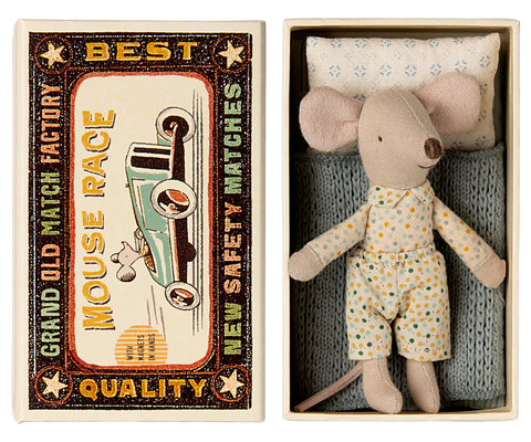 maileg little brother mouse in matchbox bed