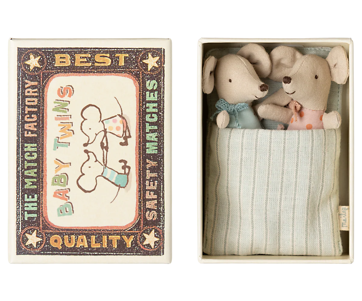 twin baby mice in matchbox