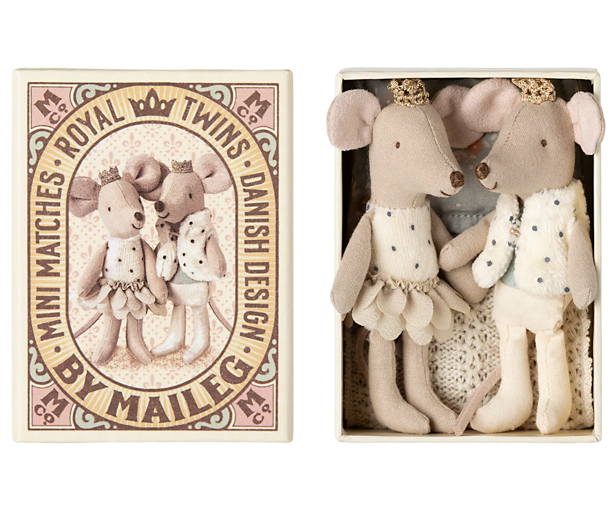 royal twins mice, little sister and brother in box