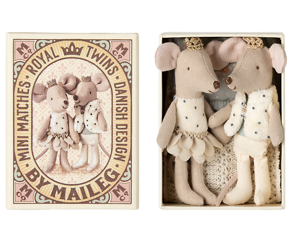 royal twins mice, little sister and brother in box