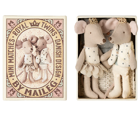 royal twins mice, little sister and brother in box