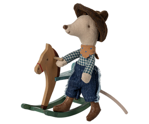 cowboy mouse on rocking horse