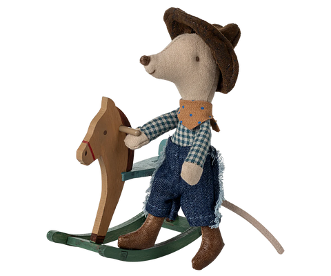 cowboy mouse on rocking horse