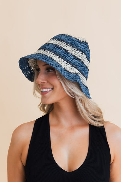 stripe bucket hat