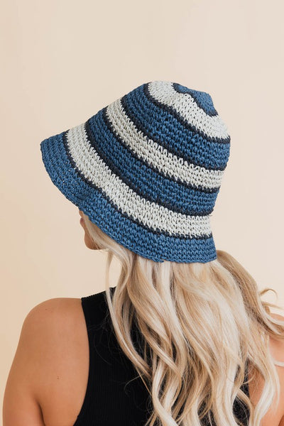 stripe bucket hat
