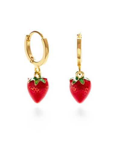 strawberry huggie hoops