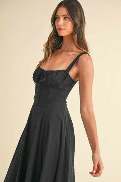 poplin bustier lace up dress