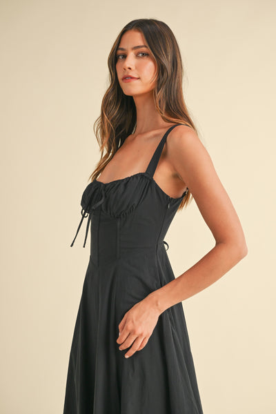 poplin bustier lace up dress