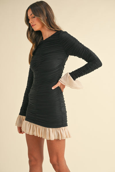 frill detailed mini dress