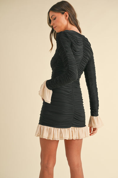 frill detailed mini dress