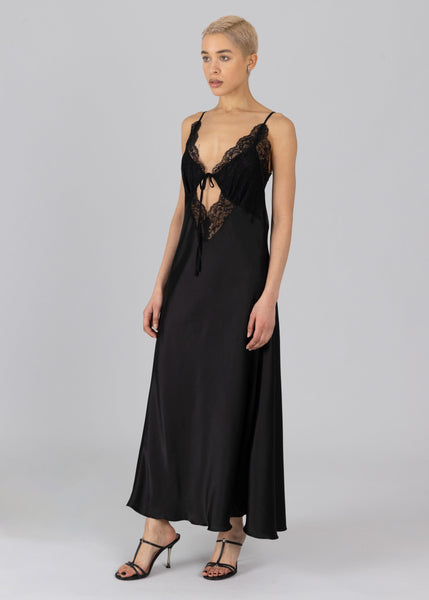 lace satin slip dress