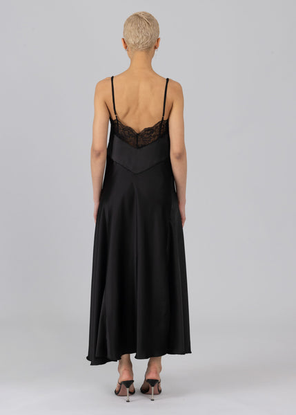 lace satin slip dress