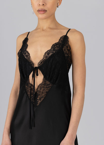 lace satin slip dress