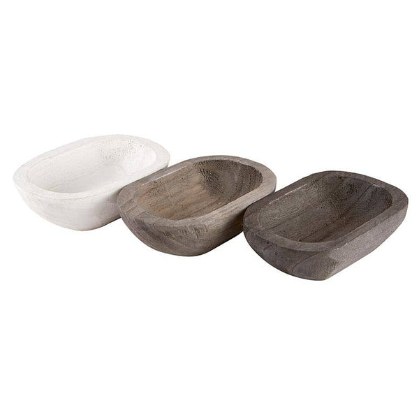 Paulownia Wood Snack Bowls - Set of 3