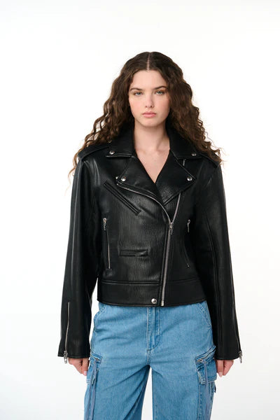 vegan leather moto jacket