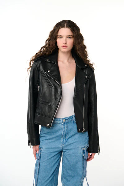 vegan leather moto jacket