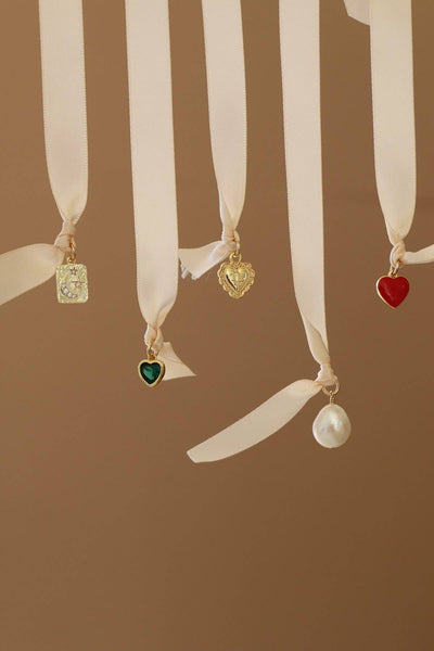 red enamel heart charm necklace