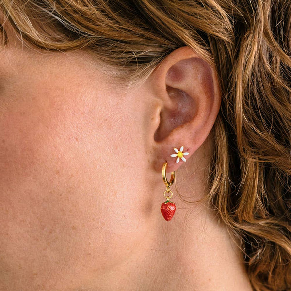 strawberry huggie hoops