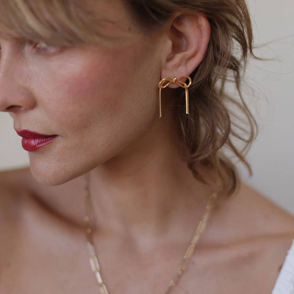 chain bow earrings