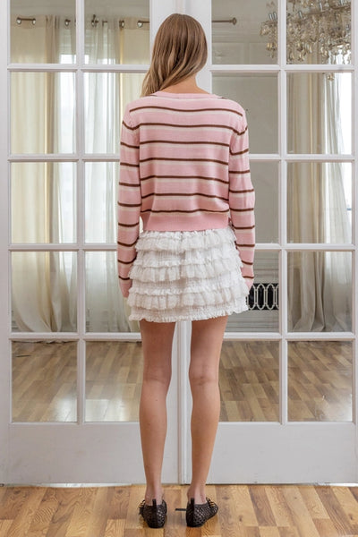 stripe button up cardigan