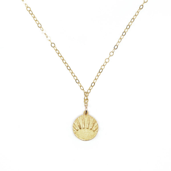 Solis Sun Ray Charm Necklace Mini Coin Pendant