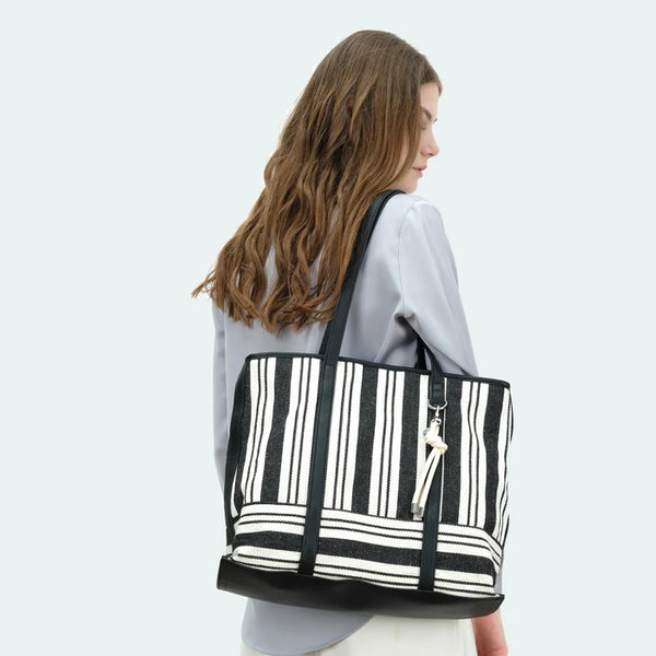 striped shay tote