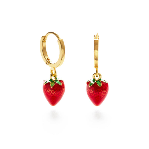 strawberry huggie hoops