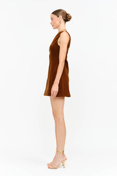 carmine velvet dress