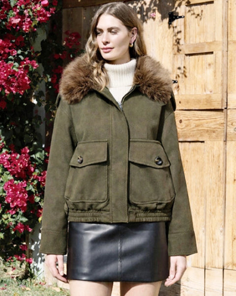 fur collar suede jacket