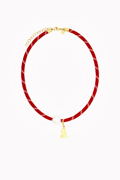 tassel pearl charm paracord necklace