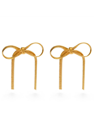 chain bow earrings