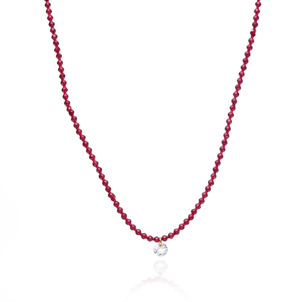 beaded necklace with floating cz