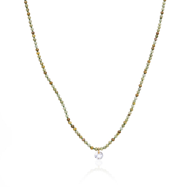 beaded necklace with floating cz