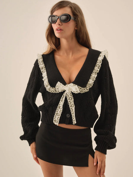 frenchy pointelle knit cardigan