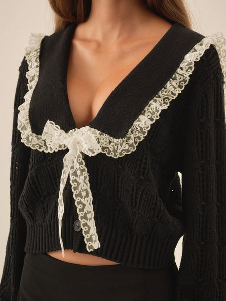 frenchy pointelle knit cardigan