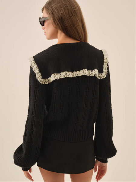 frenchy pointelle knit cardigan