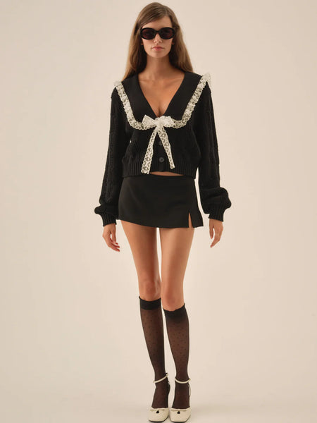 frenchy pointelle knit cardigan