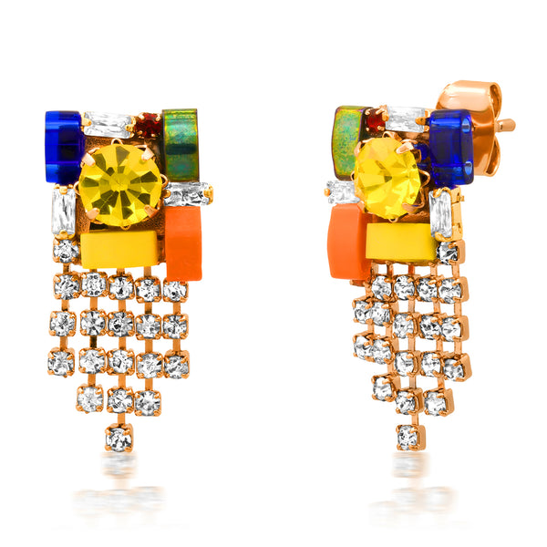 bead and stone fringe earrings