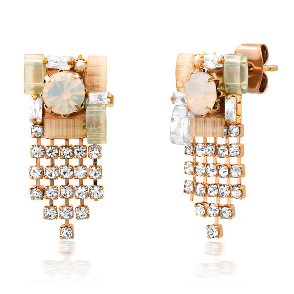 bead and stone fringe earrings